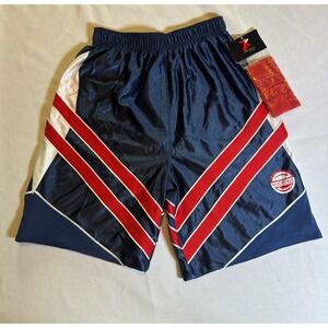 VTG Y2K Boys Reversible Basketball Shorts Tek Gear Shiny Long Red White Blue LG